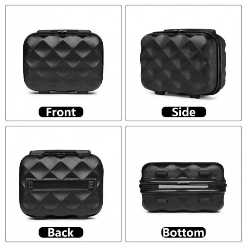 K2395L - British Traveller 13 Inch Ultralight ABS And Polycarbonate Vanity Case - Black | Neil's Luggage Store