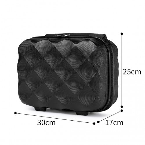 K2395L - British Traveller 13 Inch Ultralight ABS And Polycarbonate Vanity Case - Black | Neil's Luggage Store
