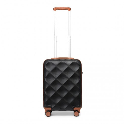 K2395L - British Traveller 20 Inch Ultralight ABS And Polycarbonate Bumpy Diamond Suitcase With TSA Lock - Black And Brown | Neil's Luggage Store
