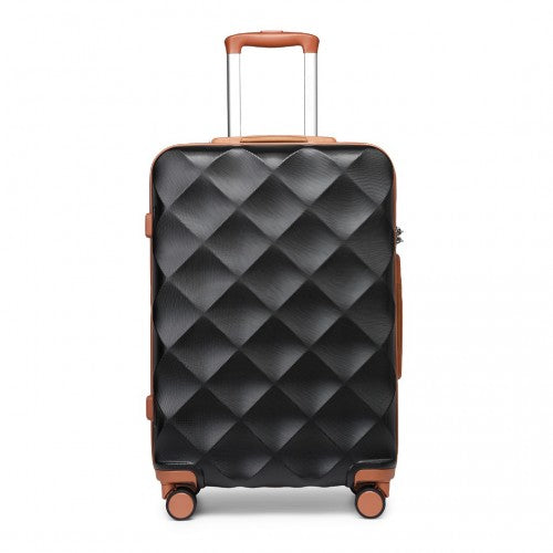 K2395L - British Traveller 28 Inch Ultralight ABS And Polycarbonate Bumpy Diamond Suitcase With TSA Lock - Black And Brown | Neil's Luggage Store