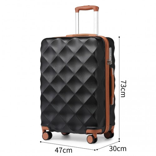 K2395L - British Traveller 28 Inch Ultralight ABS And Polycarbonate Bumpy Diamond Suitcase With TSA Lock - Black And Brown | Neil's Luggage Store