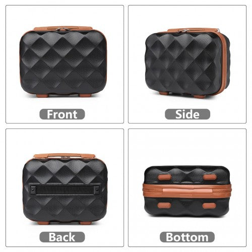 K2395L - British Traveller Ultralight ABS And Polycarbonate Bumpy Diamond 4 Pcs Luggage Set With TSA Lock - Black And Brown | Neil's Luggage Store