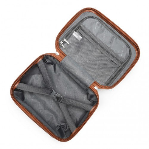 K2395L - British Traveller Ultralight ABS And Polycarbonate Bumpy Diamond 4 Pcs Luggage Set With TSA Lock - Black And Brown | Neil's Luggage Store