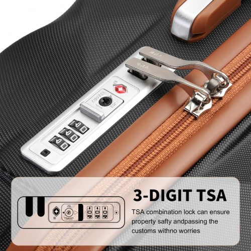 K2395L - British Traveller Ultralight ABS And Polycarbonate Bumpy Diamond 4 Pcs Luggage Set With TSA Lock - Black And Brown | Neil's Luggage Store