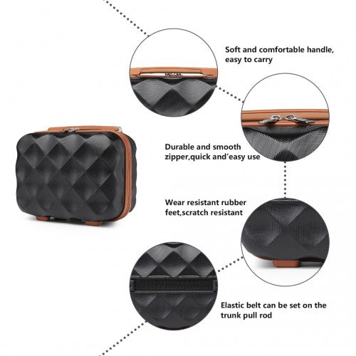 K2395L - British Traveller Ultralight ABS And Polycarbonate Bumpy Diamond 4 Pcs Luggage Set With TSA Lock - Black And Brown | Neil's Luggage Store