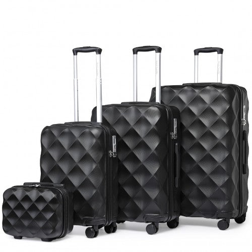 British Traveller Ultralight ABS PC Luggage Set 4 Piece With TSA Lock Black | Neil's Luggage Store