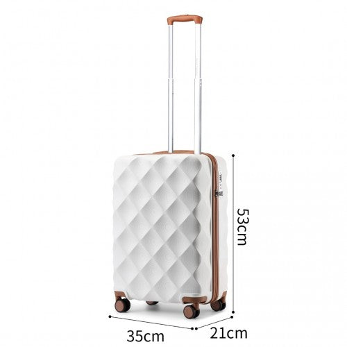 British Traveller 20 Inch Ultralight Suitcase Set with Vanity Case, Travel Tote & Cosmetic Pouch - Cream