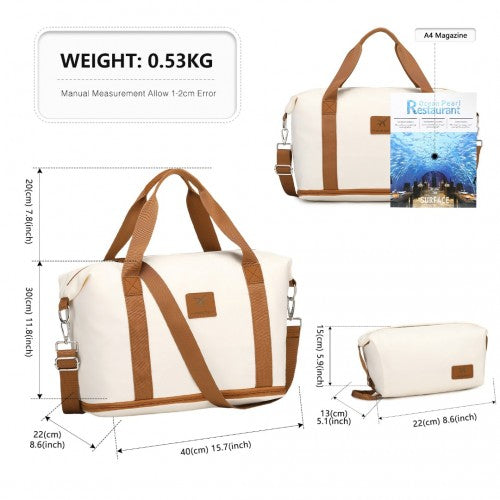 British Traveller 20 Inch Ultralight Suitcase Set with Vanity Case, Travel Tote & Cosmetic Pouch - Cream