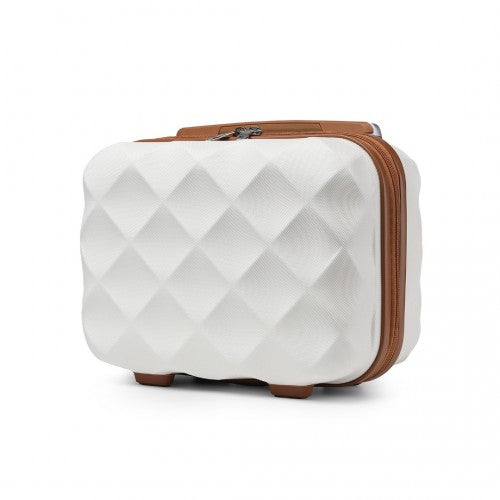 K2395L - British Traveller 13 Inch Ultralight ABS And Polycarbonate Vanity Case - Cream | Neil's Luggage Store