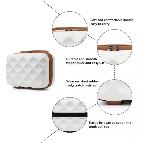K2395L - British Traveller 13 Inch Ultralight ABS And Polycarbonate Vanity Case - Cream | Neil's Luggage Store