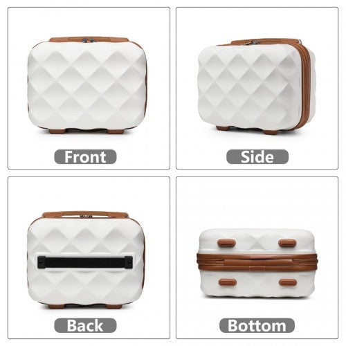 K2395L - British Traveller 13 Inch Ultralight ABS And Polycarbonate Vanity Case - Cream | Neil's Luggage Store