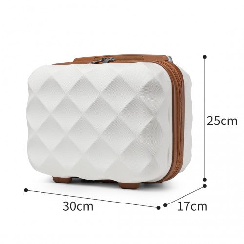 K2395L - British Traveller 13 Inch Ultralight ABS And Polycarbonate Vanity Case - Cream | Neil's Luggage Store