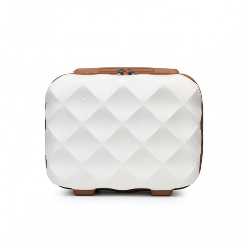 K2395L - British Traveller 13 Inch Ultralight ABS And Polycarbonate Vanity Case - Cream | Neil's Luggage Store