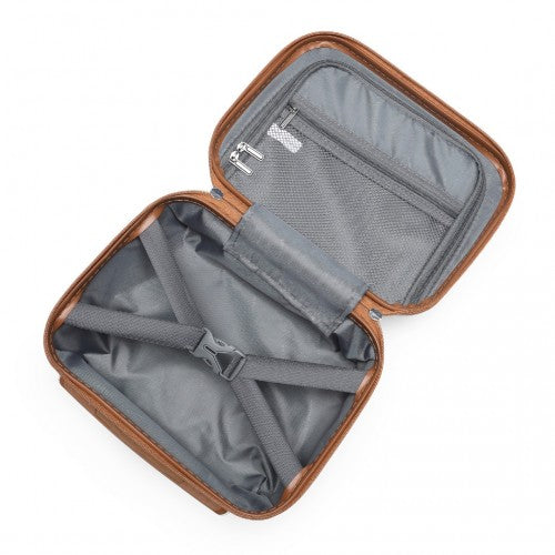 K2395L - British Traveller 13 Inch Ultralight ABS And Polycarbonate Vanity Case - Cream | Neil's Luggage Store