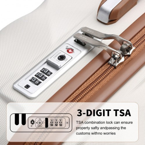 British Traveller 20 Inch Ultralight ABS & Polycarbonate Bumpy Diamond Cabin Suitcase with TSA Lock - Cream