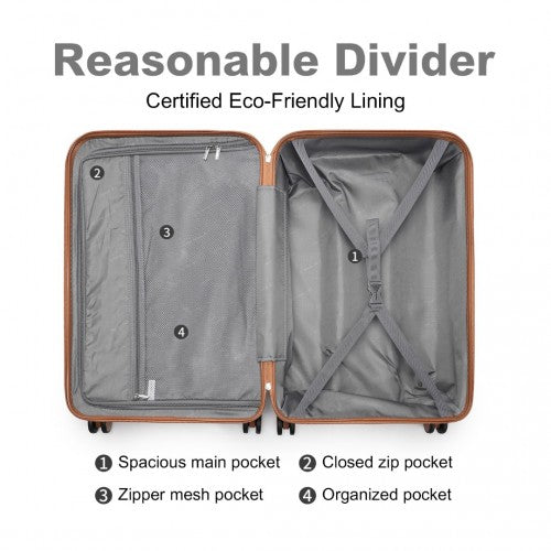 British Traveller 24 Inch Ultralight ABS & Polycarbonate Bumpy Diamond Suitcase with TSA Lock - Cream