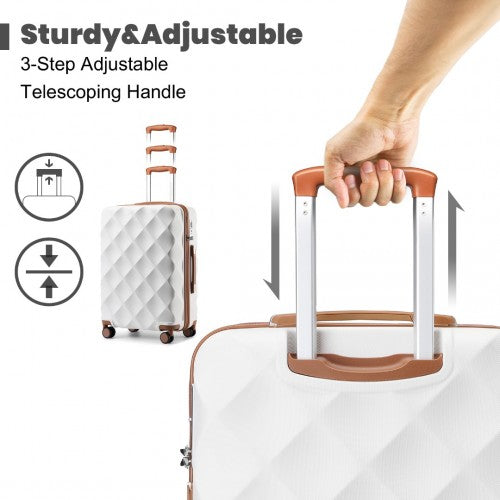 British Traveller 28 Inch Ultralight ABS & Polycarbonate Bumpy Diamond Suitcase with TSA Lock - Cream