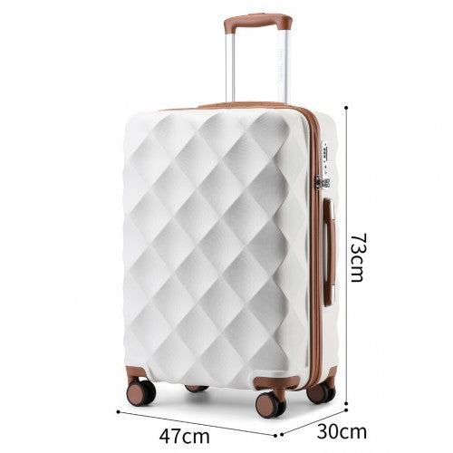 British Traveller 28 Inch Ultralight ABS & Polycarbonate Bumpy Diamond Suitcase with TSA Lock - Cream