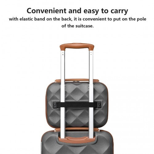 K2395L - British Traveller 13 Inch Ultralight ABS And Polycarbonate Vanity Case - Grey And Brown | Neil's Luggage Store
