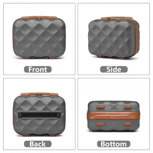 K2395L - British Traveller 13 Inch Ultralight ABS And Polycarbonate Vanity Case - Grey And Brown | Neil's Luggage Store