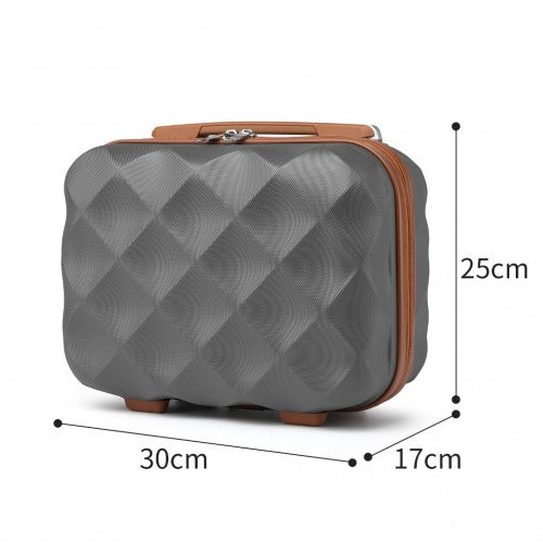 K2395L - British Traveller 13 Inch Ultralight ABS And Polycarbonate Vanity Case - Grey And Brown | Neil's Luggage Store