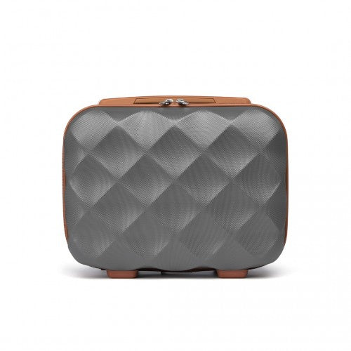 K2395L - British Traveller 13 Inch Ultralight ABS And Polycarbonate Vanity Case - Grey And Brown | Neil's Luggage Store