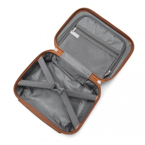 K2395L - British Traveller 13 Inch Ultralight ABS And Polycarbonate Vanity Case - Grey And Brown | Neil's Luggage Store