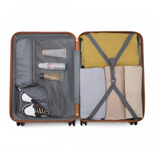 British Traveller 28 Inch Ultralight ABS & Polycarbonate Bumpy Diamond Suitcase with TSA Lock - Navy & Brown