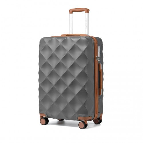 British Traveller 28 Inch Ultralight ABS & Polycarbonate Bumpy Diamond Suitcase with TSA Lock - Navy & Brown