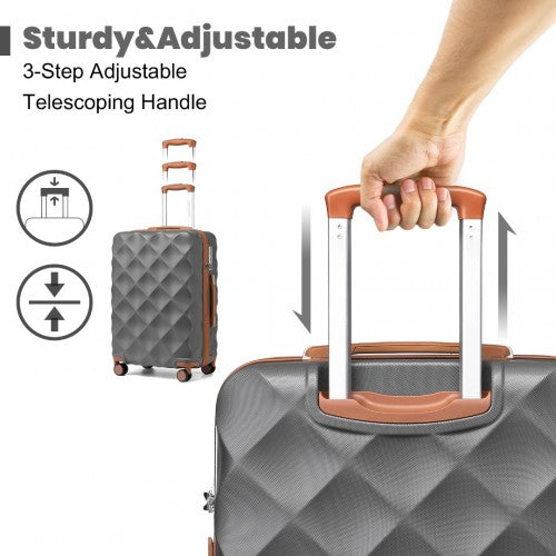 British Traveller 28 Inch Ultralight ABS & Polycarbonate Bumpy Diamond Suitcase with TSA Lock - Navy & Brown