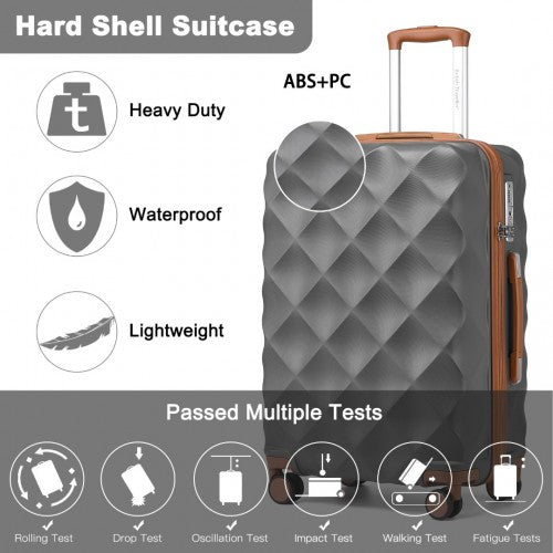 British Traveller 28 Inch Ultralight ABS & Polycarbonate Bumpy Diamond Suitcase with TSA Lock - Navy & Brown