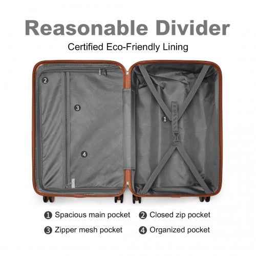 British Traveller 28 Inch Ultralight ABS & Polycarbonate Bumpy Diamond Suitcase with TSA Lock - Navy & Brown