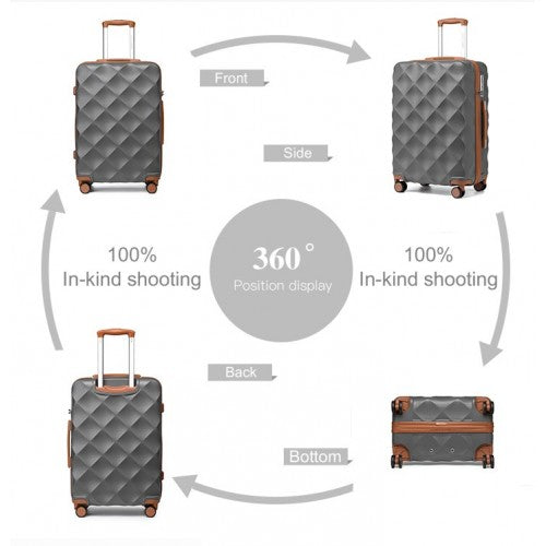 British Traveller 28 Inch Ultralight ABS & Polycarbonate Bumpy Diamond Suitcase with TSA Lock - Navy & Brown