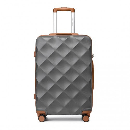 British Traveller 28 Inch Ultralight ABS & Polycarbonate Bumpy Diamond Suitcase with TSA Lock - Navy & Brown