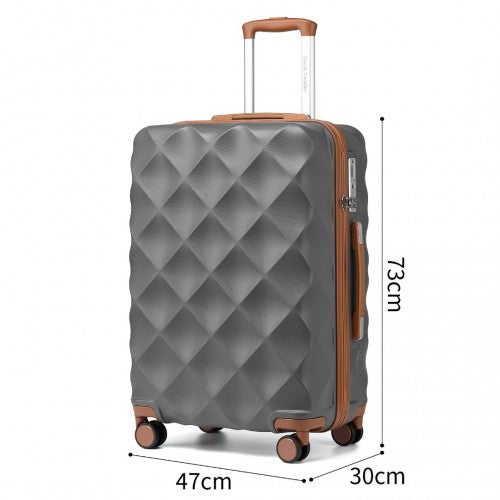 British Traveller 28 Inch Ultralight ABS & Polycarbonate Bumpy Diamond Suitcase with TSA Lock - Navy & Brown