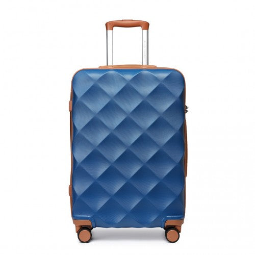K2395L - British Traveller 28 Inch Ultralight ABS And Polycarbonate Bumpy Diamond Suitcase With TSA Lock - Navy And Brown