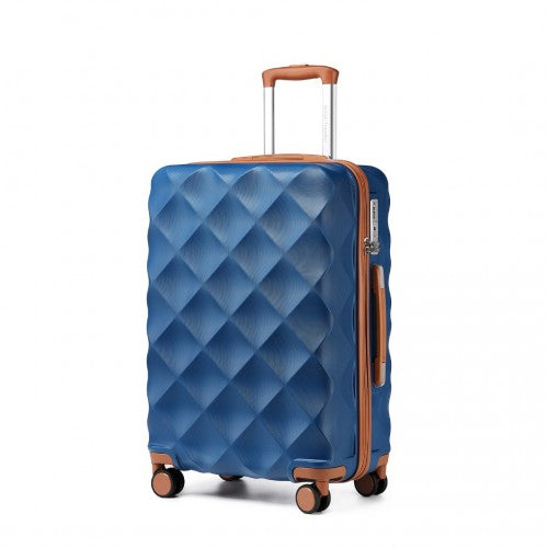 K2395L - British Traveller 28 Inch Ultralight ABS And Polycarbonate Bumpy Diamond Suitcase With TSA Lock - Navy And Brown