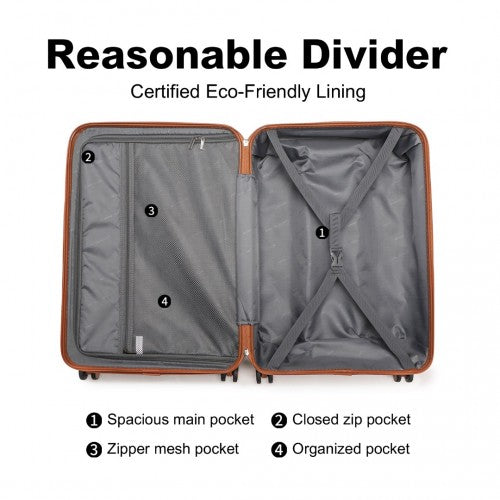 K2395L - British Traveller 28 Inch Ultralight ABS And Polycarbonate Bumpy Diamond Suitcase With TSA Lock - Navy And Brown