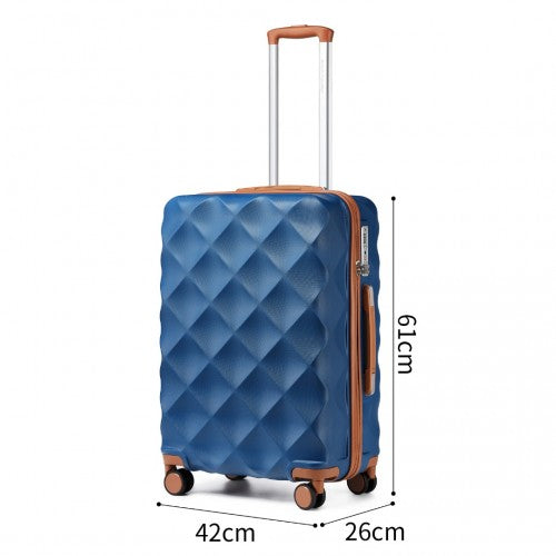 British Traveller Ultralight ABS PC Diamond Three Piece Luggage Set Navy Brown | Neil's Luggage Store