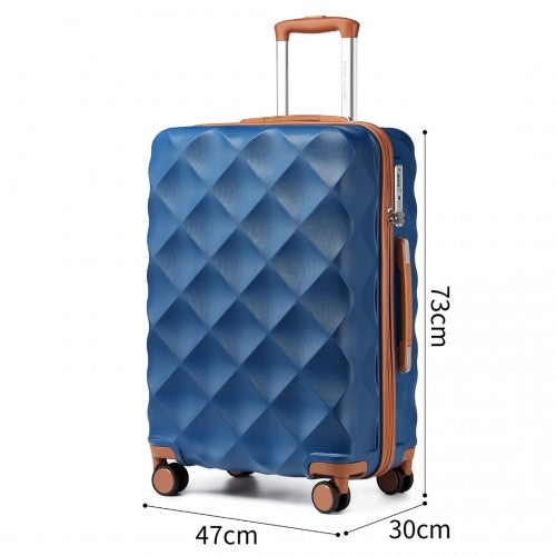 British Traveller Ultralight ABS PC Diamond Three Piece Luggage Set Navy Brown | Neil's Luggage Store