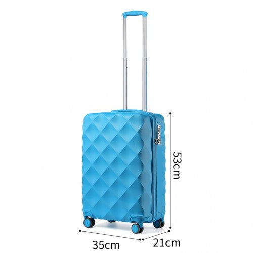 K2395L - British Traveller 20 Inch Ultralight ABS And Polycarbonate Bumpy Diamond Suitcase With TSA Lock - Blue | Neil's Luggage Store