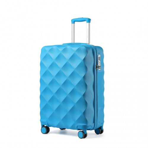 K2395L - British Traveller 20 Inch Ultralight ABS And Polycarbonate Bumpy Diamond Suitcase With TSA Lock - Blue | Neil's Luggage Store