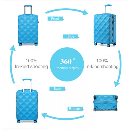 K2395L - British Traveller 20 Inch Ultralight ABS And Polycarbonate Bumpy Diamond Suitcase With TSA Lock - Blue | Neil's Luggage Store