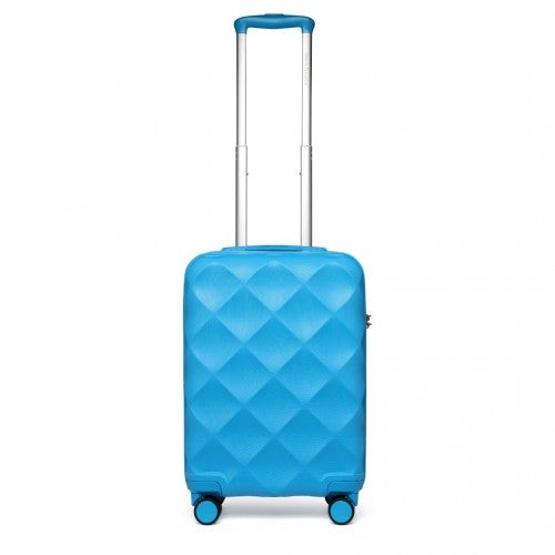 K2395L - British Traveller 20 Inch Ultralight ABS And Polycarbonate Bumpy Diamond Suitcase With TSA Lock - Blue | Neil's Luggage Store