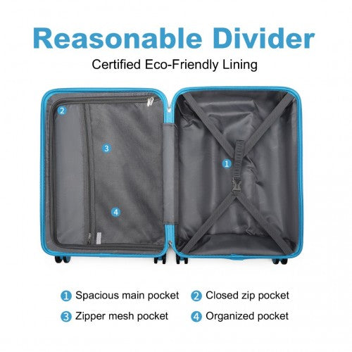 K2395L British Traveller 28 Inch Ultralight ABS Polycarbonate Suitcase Blue | Neil's Luggage Store