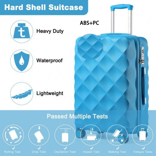 K2395L British Traveller 28 Inch Ultralight ABS Polycarbonate Suitcase Blue | Neil's Luggage Store