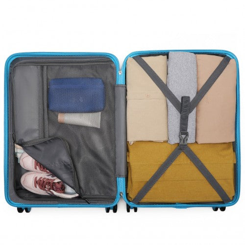K2395L British Traveller 28 Inch Ultralight ABS Polycarbonate Suitcase Blue | Neil's Luggage Store