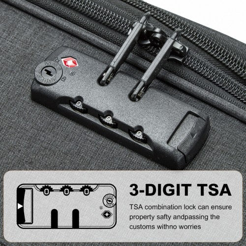 British Traveller 20 Inch Lightweight Soft Shell Cabin Suitcase with Laptop Compartment - Black