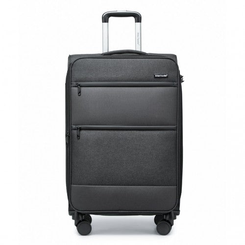 British Traveller 28 Inch Lightweight Soft Shell Expandable Suitcase with TSA Lock - Black