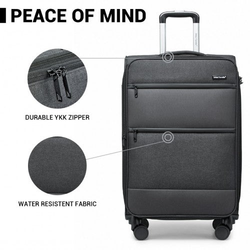 British Traveller 28 Inch Lightweight Soft Shell Expandable Suitcase with TSA Lock - Black